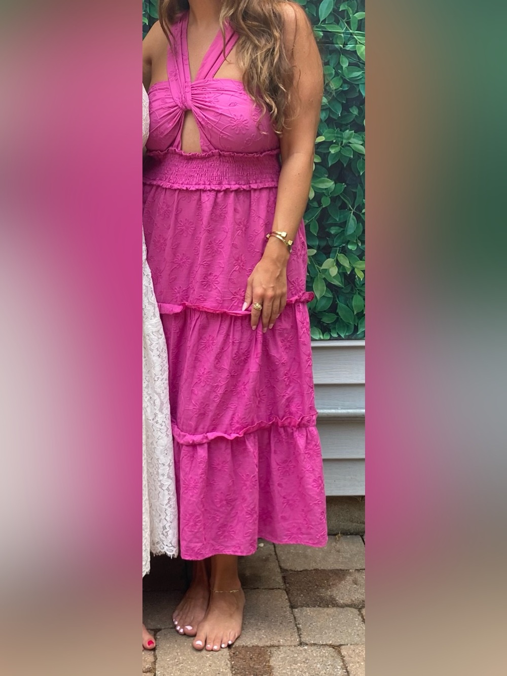 Vici Hot Pink Key Hole Maxi Dress